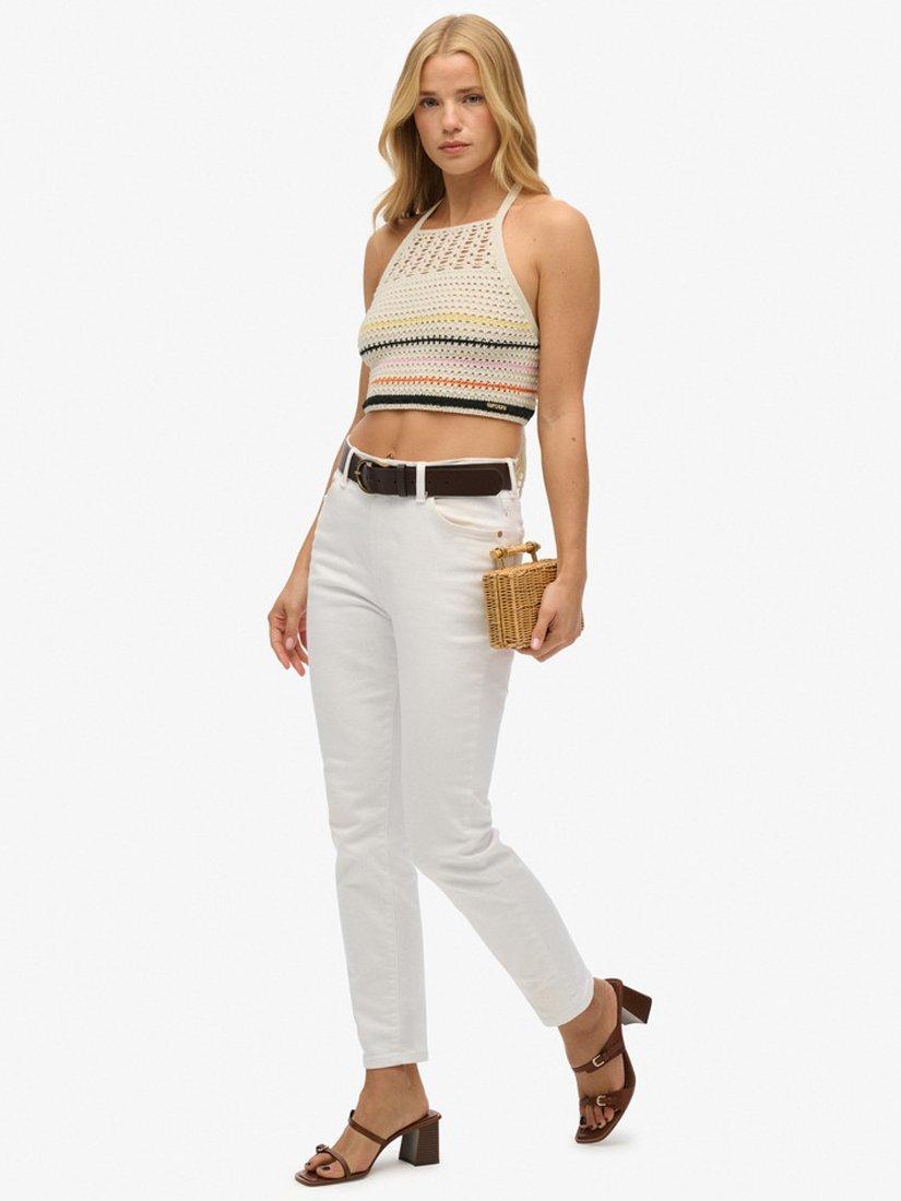 Product image 3 of 6, which shows Superdry Crochet Knit Crop Top, Buttercream, 10