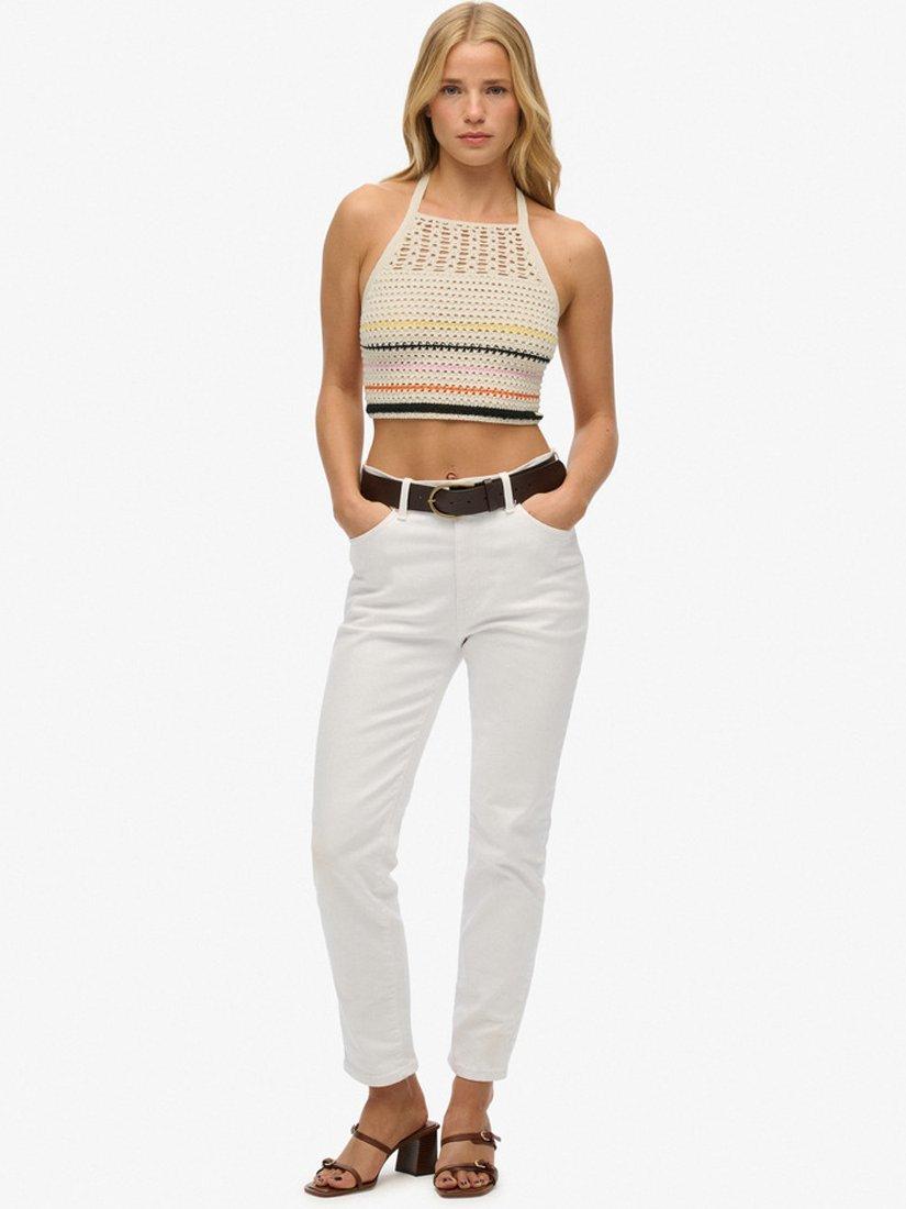 Product image 5 of 6, which shows Superdry Crochet Knit Crop Top, Buttercream, 10