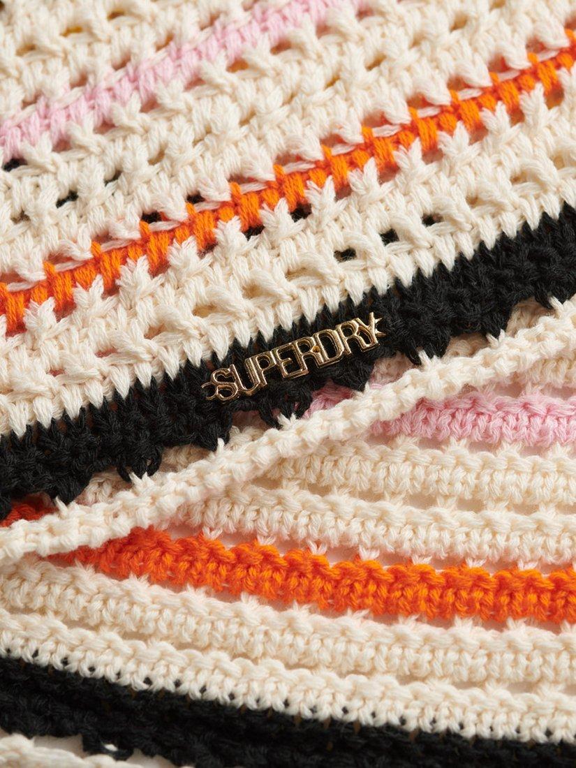 Product image 6 of 6, which shows Superdry Crochet Knit Crop Top, Buttercream, 10