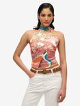 Superdry Jacquard Halterneck Top, Kam Coral
