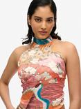 Superdry Jacquard Halterneck Top, Kam Coral