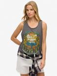 Superdry Psych Surf Graphic Racer Vest Top, Charcoal