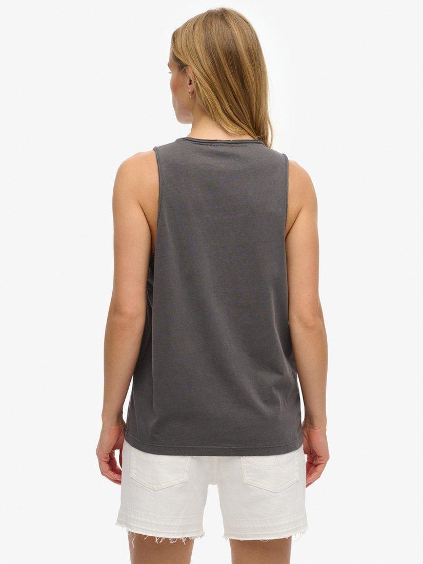 Product image 3 of 5, which shows Superdry Psych Surf Graphic Racer Vest Top, Charcoal, 10
