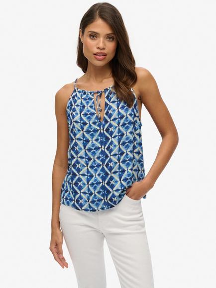 Superdry Beach Geometric Cami Top, Blue, Blue