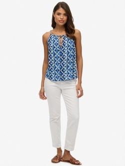 Superdry Beach Geometric Cami Top, Blue - view 2, Blue