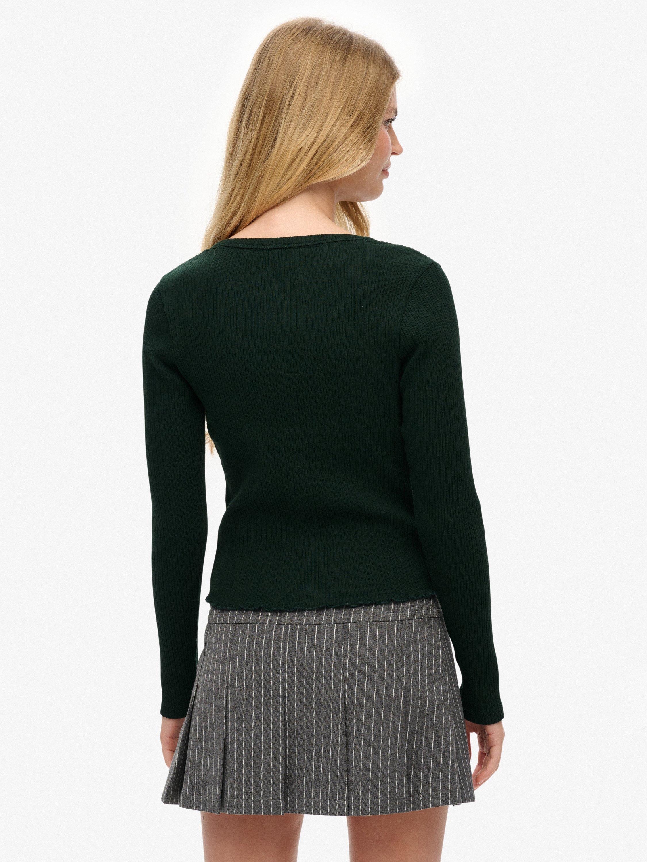Product image 2 of 5, which shows Superdry Athletic Essentials Rib Knit Cardigan, Enamel Green, 10