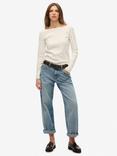 Superdry Bardot Off Shoulder Top, Washed Eclipse Navy