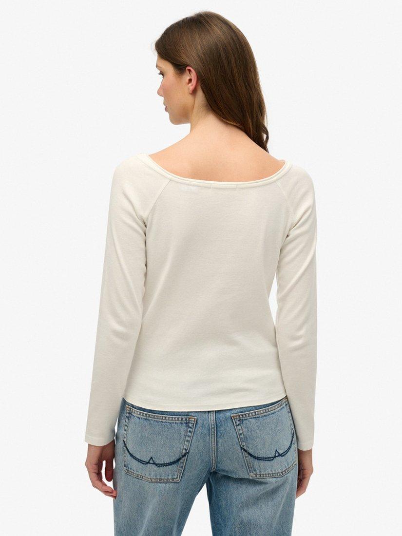 Product image 3 of 4, which shows Superdry Bardot Off Shoulder Top, Off White, 10