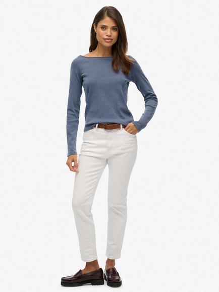 Superdry Bardot Off Shoulder Top, Washed Eclipse Navy - view 2, Washed Eclipse Navy