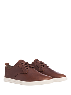 CLAE Ellington Leather Lace Up Trainers, Chestnut - view 2, Chestnut