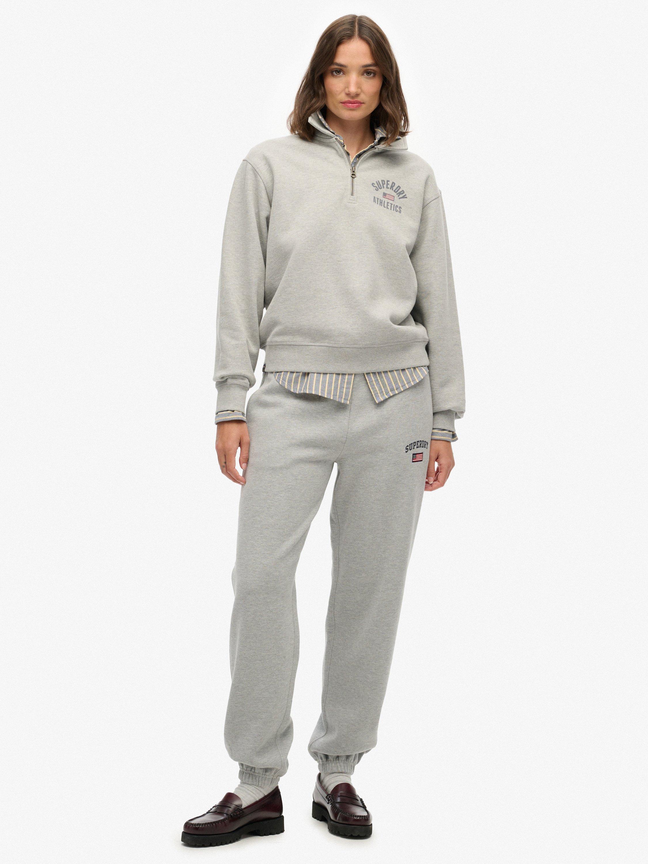 Product image 1 of 6, which shows Superdry Cotton Athletic Essential Boyfriend Joggers, Grey Marl, 10