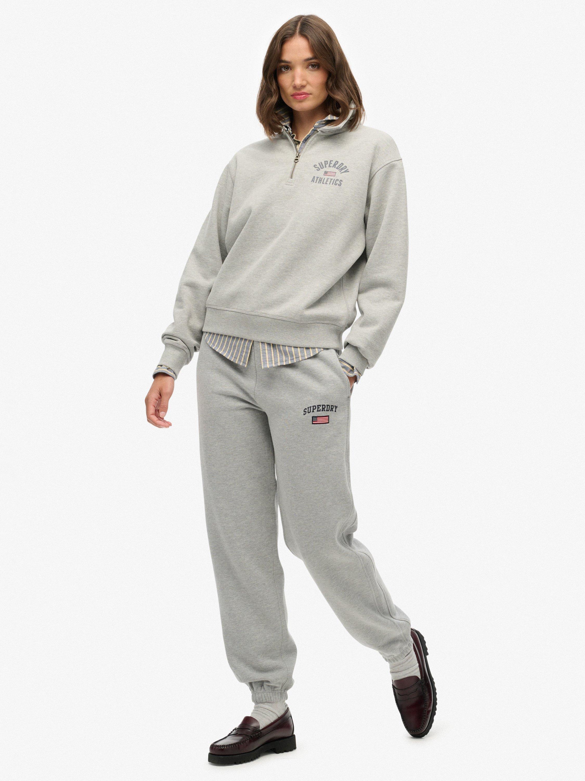 Product image 3 of 6, which shows Superdry Cotton Athletic Essential Boyfriend Joggers, Grey Marl, 10