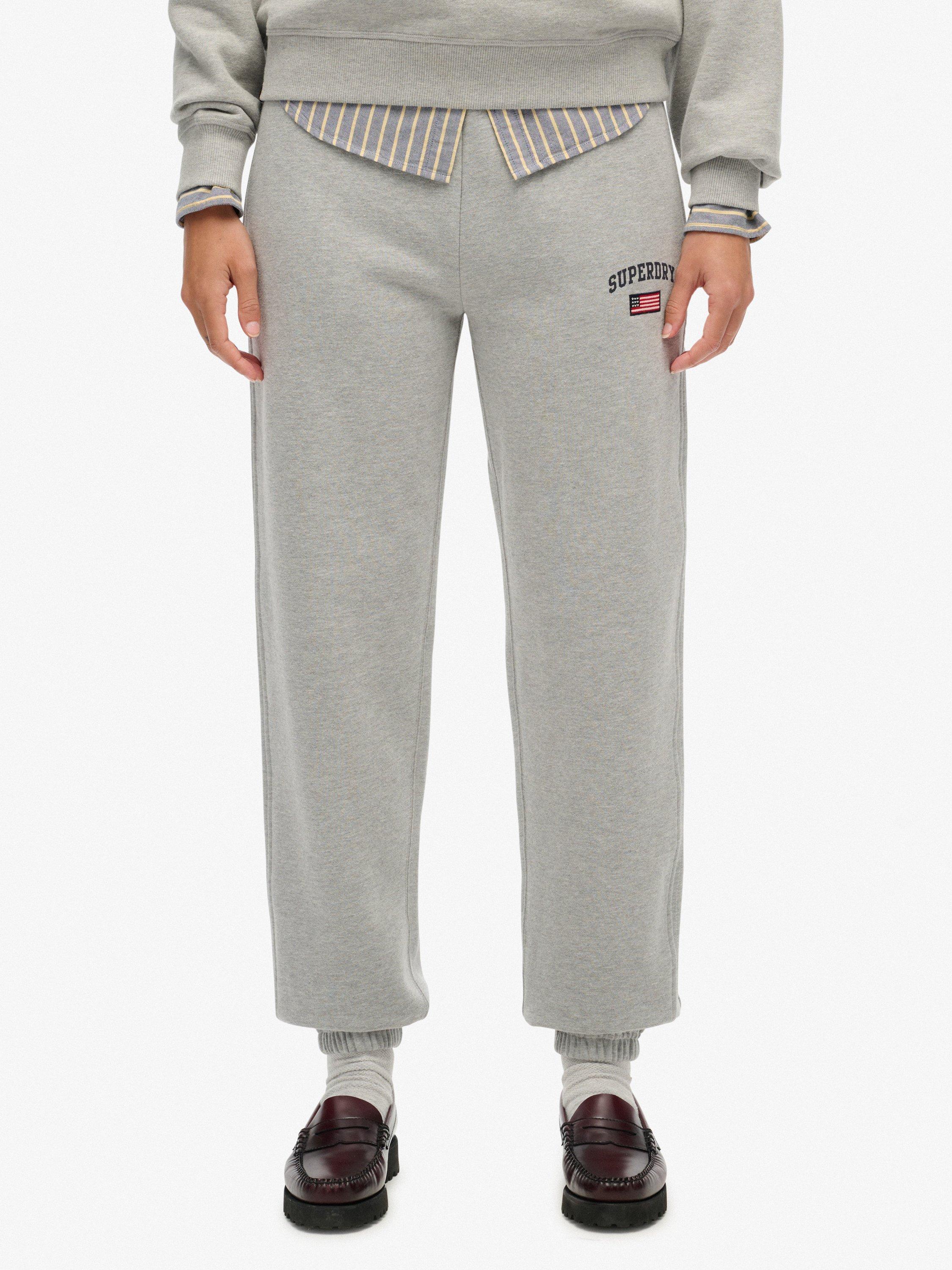 Product image 4 of 6, which shows Superdry Cotton Athletic Essential Boyfriend Joggers, Grey Marl, 10