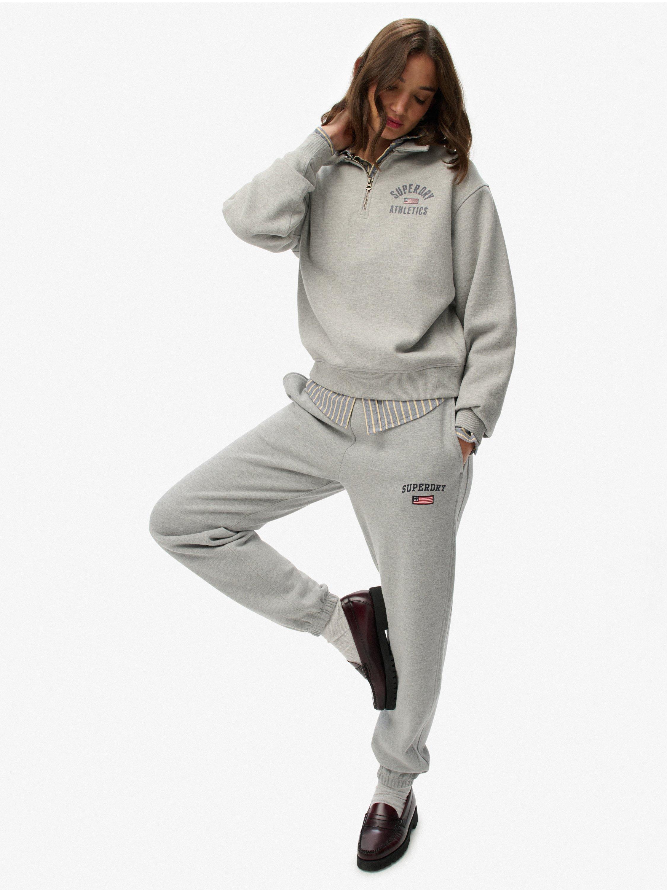 Product image 6 of 6, which shows Superdry Cotton Athletic Essential Boyfriend Joggers, Grey Marl, 10