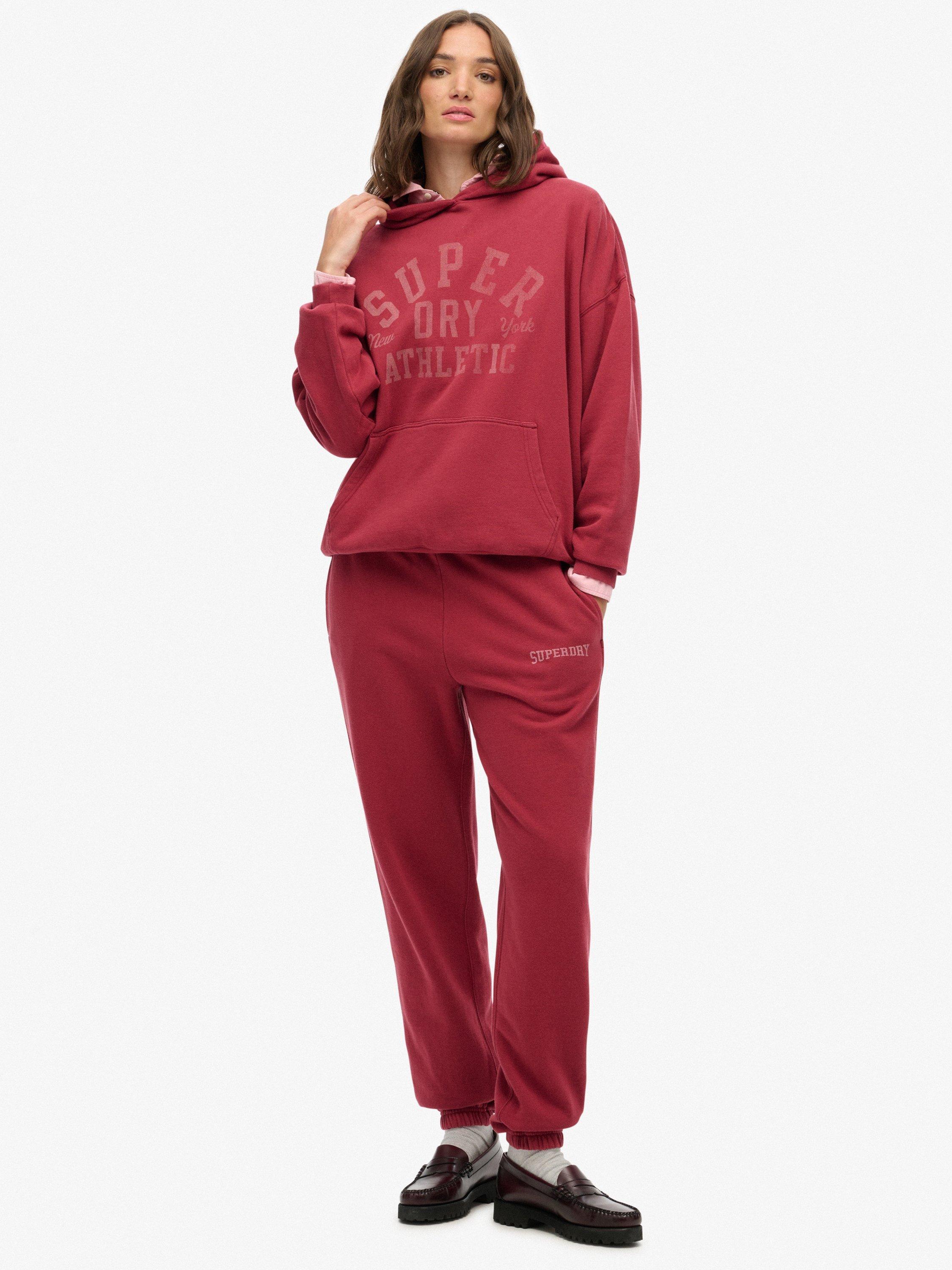Product image 1 of 11, which shows Superdry Athletic Essential Boyfriend Joggers, Bordeaux Red, 10