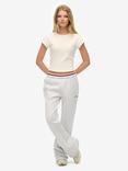 Superdry Athletic Essentials Logo Low Rise Flare Joggers, Vintage White Marl