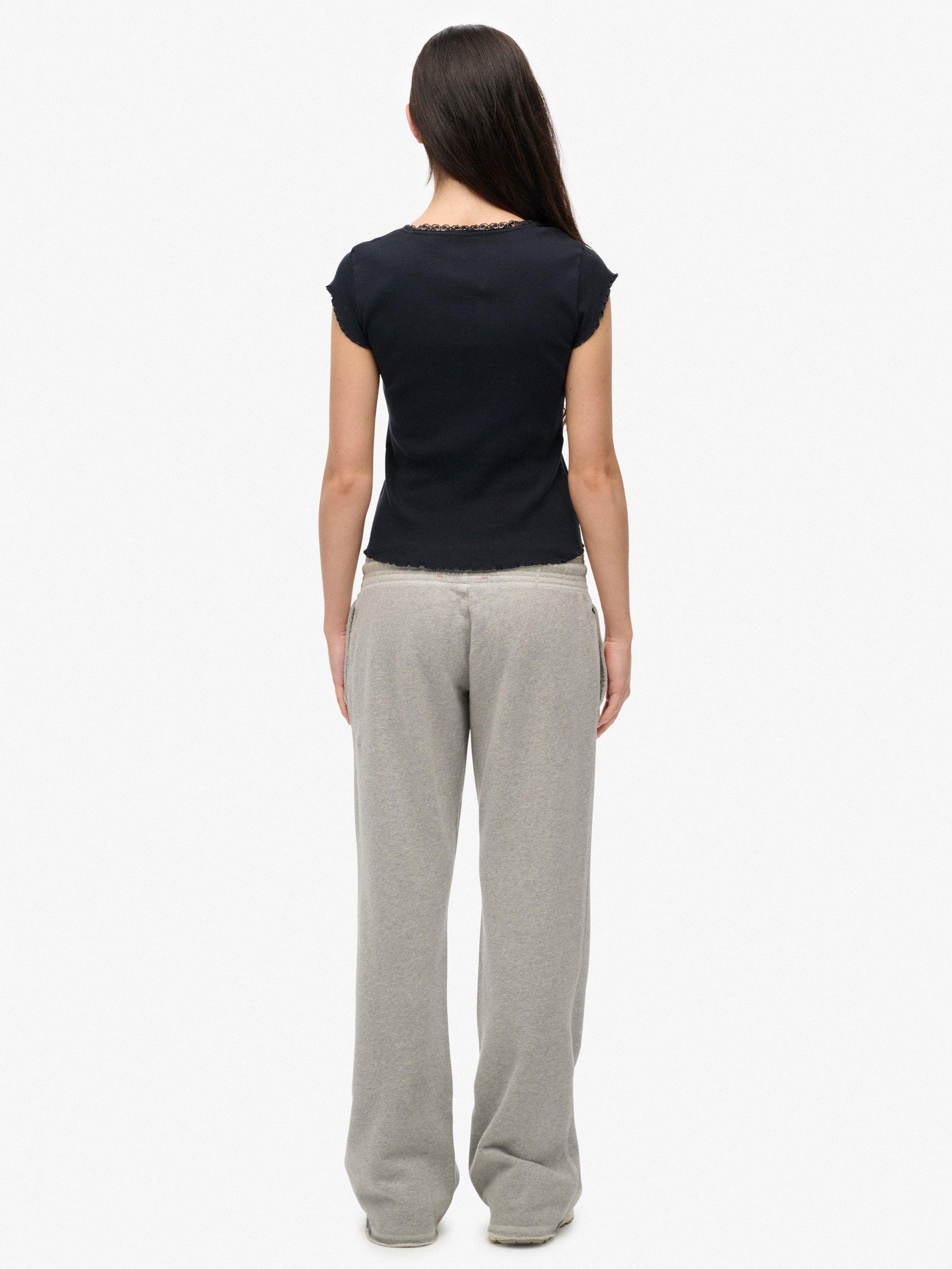 Product image 2 of 7, which shows Superdry Athletic Essentials Low Rise Flare Joggers, Grey Marl, 10