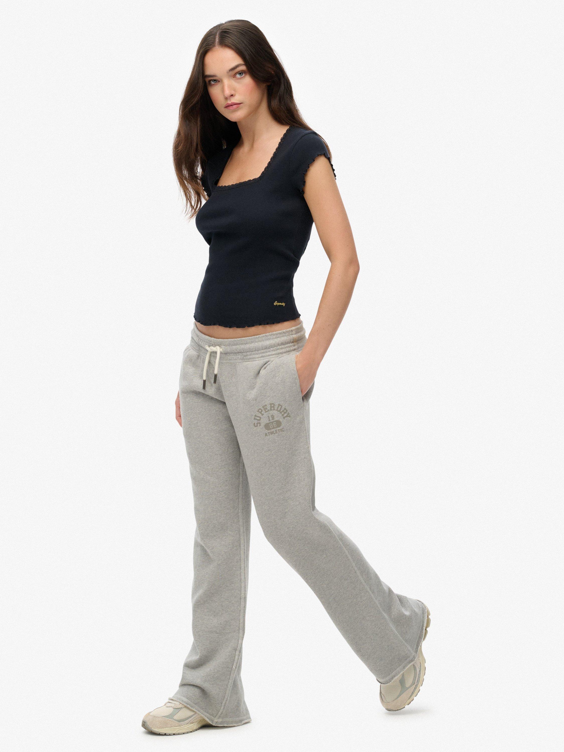 Product image 3 of 7, which shows Superdry Athletic Essentials Low Rise Flare Joggers, Grey Marl, 10