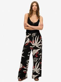 Superdry Leaves Beach Trousers, Jungle Black, Jungle Black