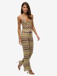 Superdry Zig Zag Crochet Knit Trousers, Mint Zigzag Stripe