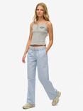 Superdry Elasticated Waist Stripe Trousers, Broker Blue Stripe