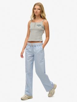 Superdry Elasticated Waist Stripe Trousers, Broker Blue Stripe - view 2, Broker Blue Stripe