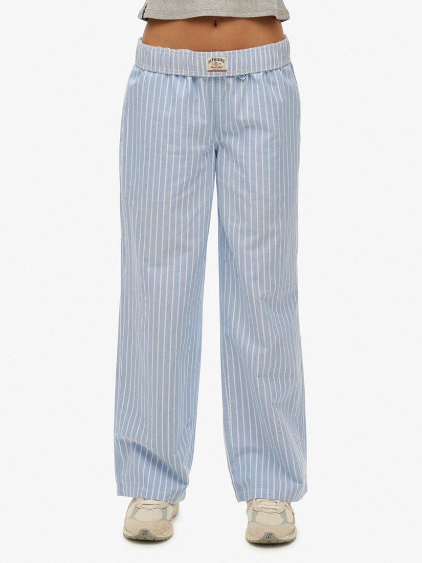 Product image 5 of 5, which shows Superdry Elasticated Waist Stripe Trousers, Broker Blue Stripe, 10
