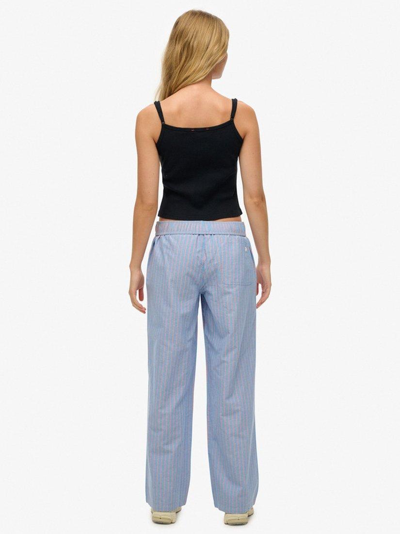 Product image 3 of 5, which shows Superdry Elasticated Waist Stripe Trousers, Blue/Pink Stripe, 10