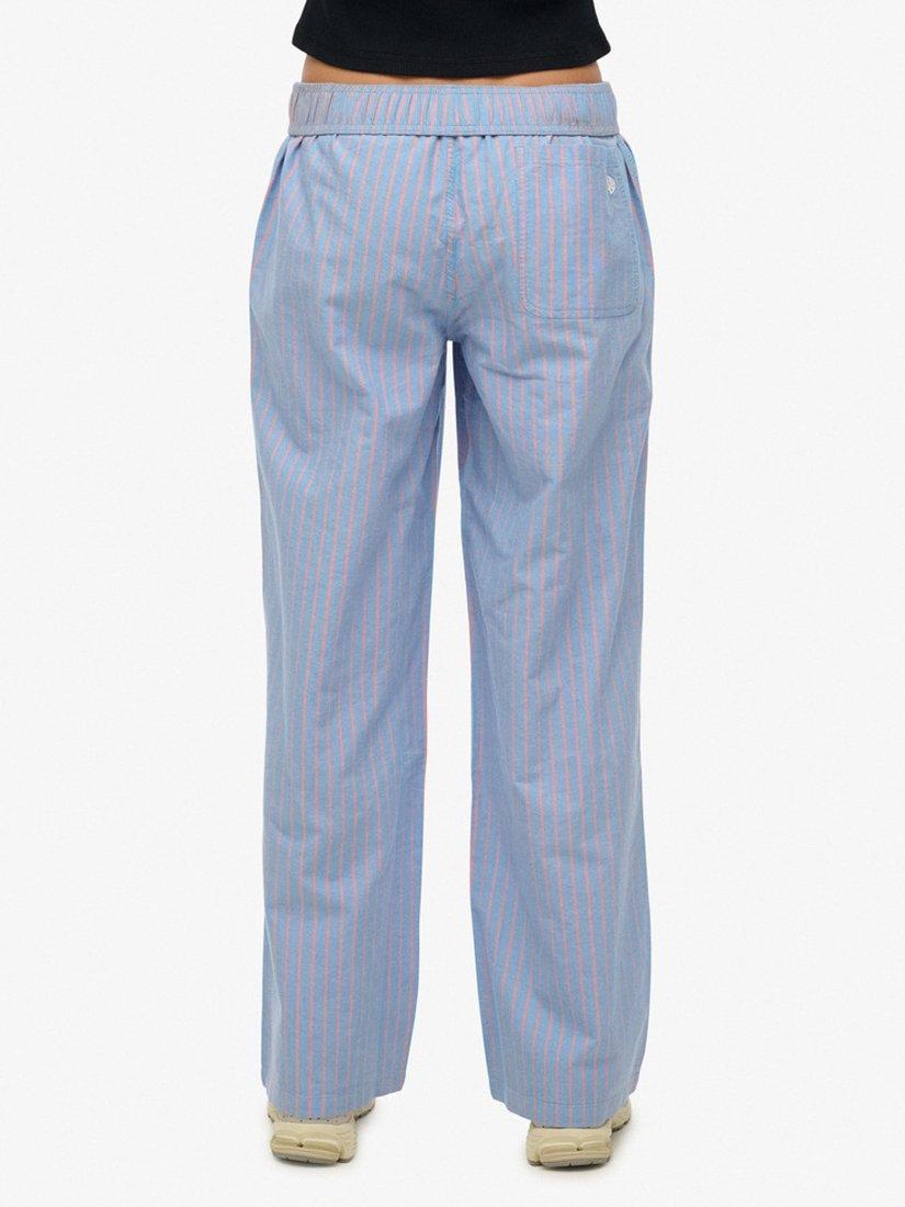 Product image 4 of 5, which shows Superdry Elasticated Waist Stripe Trousers, Blue/Pink Stripe, 10