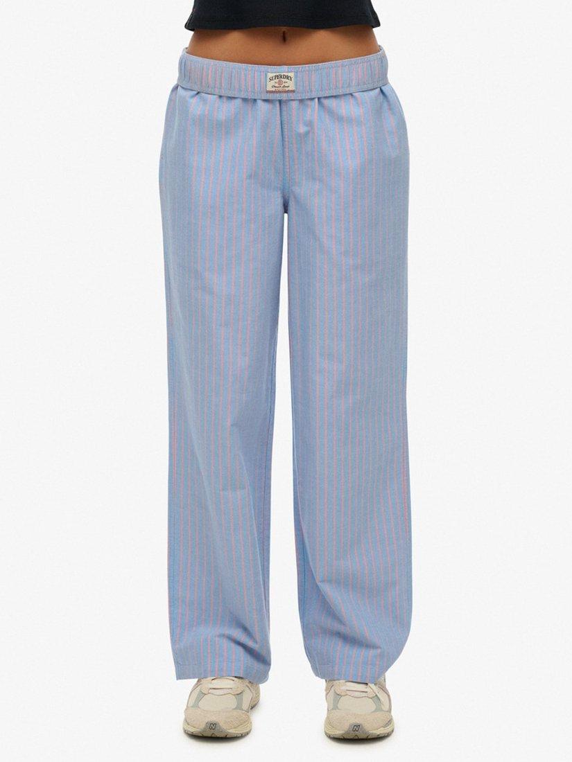 Product image 5 of 5, which shows Superdry Elasticated Waist Stripe Trousers, Blue/Pink Stripe, 10