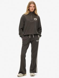 Superdry Athletic Stripe Flare Joggers, Charcoal, Charcoal