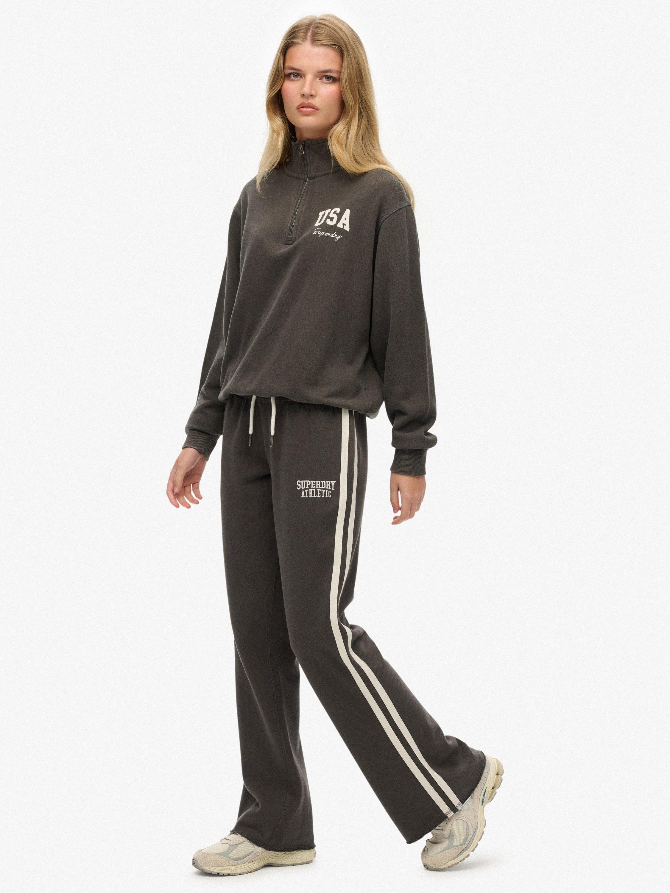 Product image 3 of 6, which shows Superdry Athletic Stripe Flare Joggers, Charcoal, 10