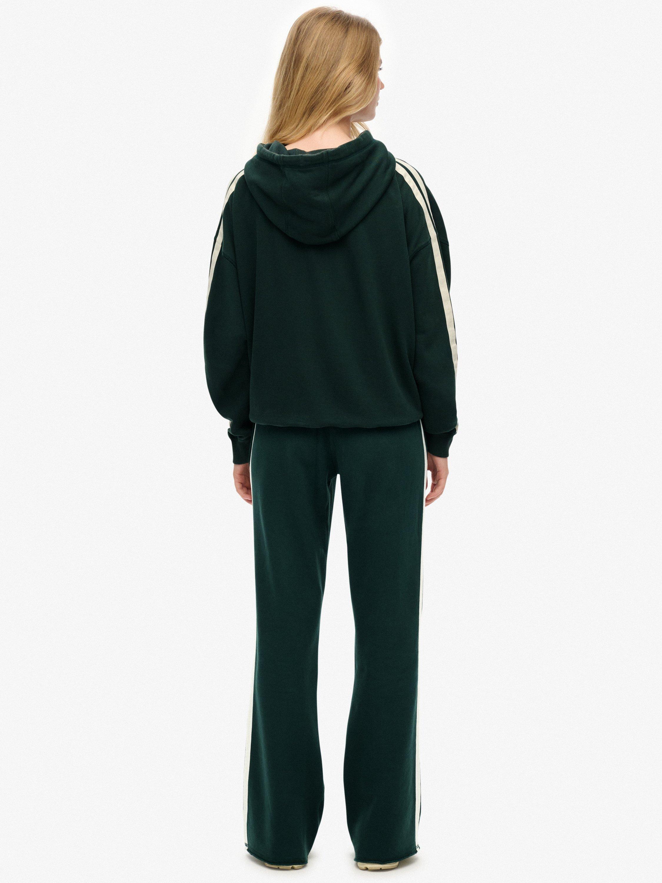 Product image 2 of 6, which shows Superdry Athletic Stripe Flare Joggers, Enamel Green, 10