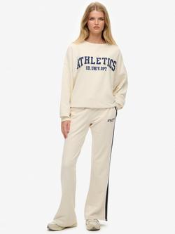 Superdry Athletic Stripe Flare Joggers, Desert Bone White