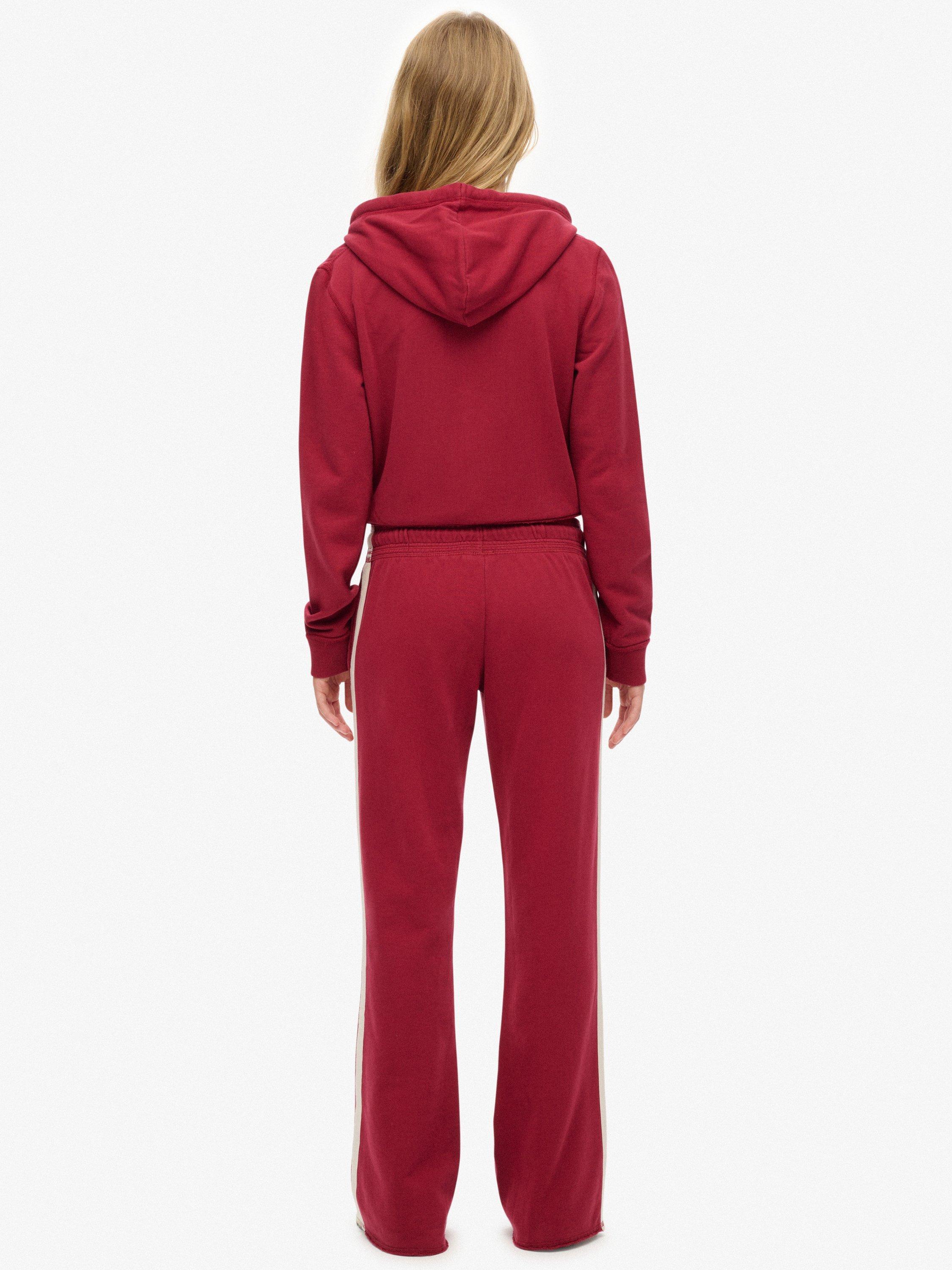 Product image 2 of 6, which shows Superdry Athletic Stripe Flare Joggers, Bordeaux Red, 10