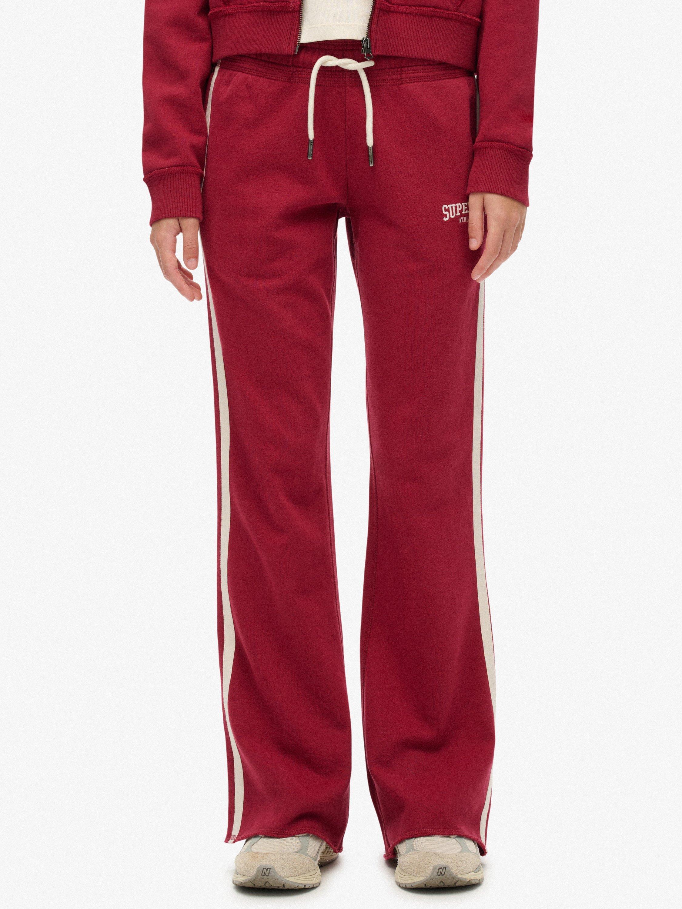 Product image 5 of 6, which shows Superdry Athletic Stripe Flare Joggers, Bordeaux Red, 10