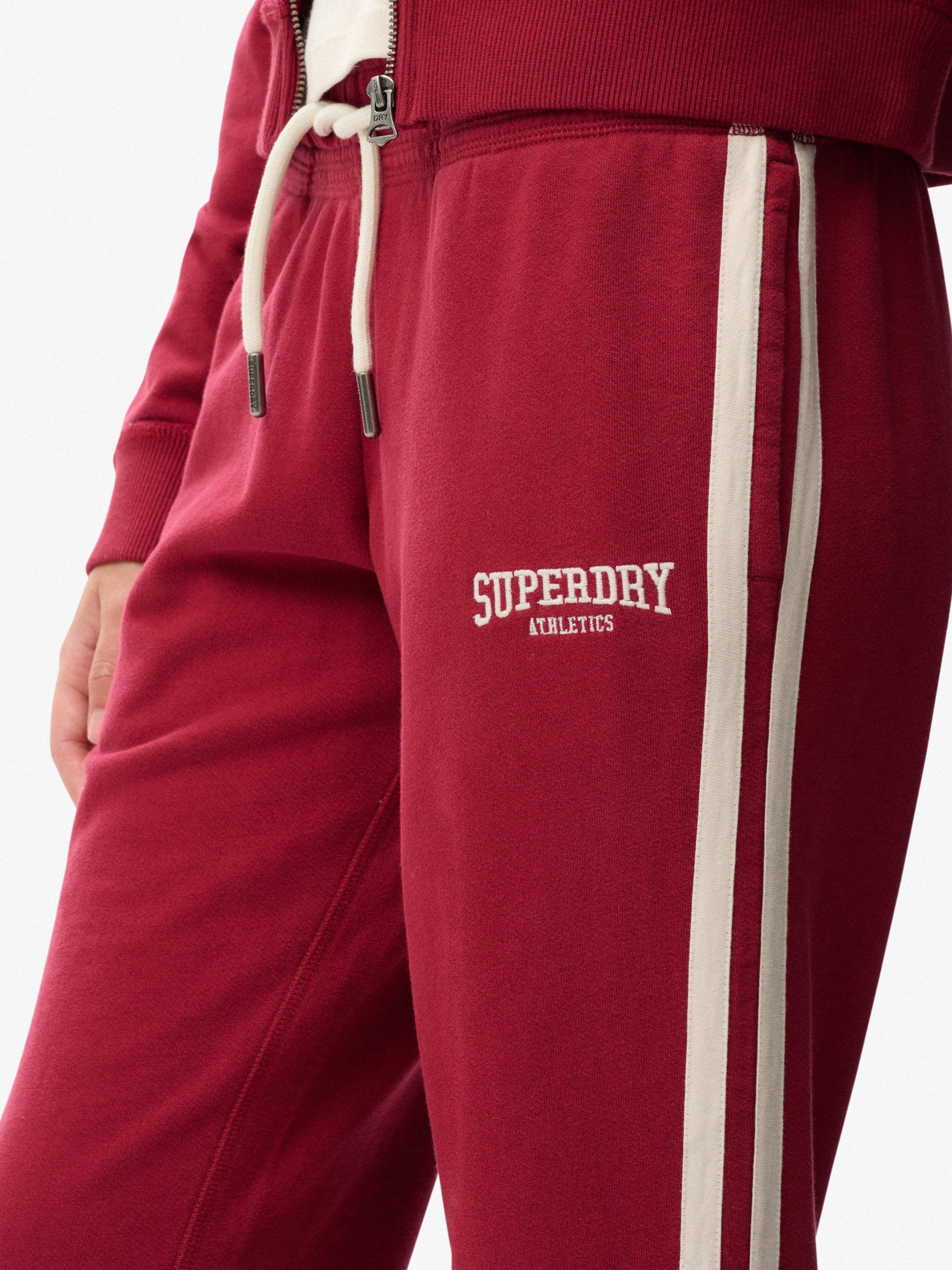 Product image 6 of 6, which shows Superdry Athletic Stripe Flare Joggers, Bordeaux Red, 10