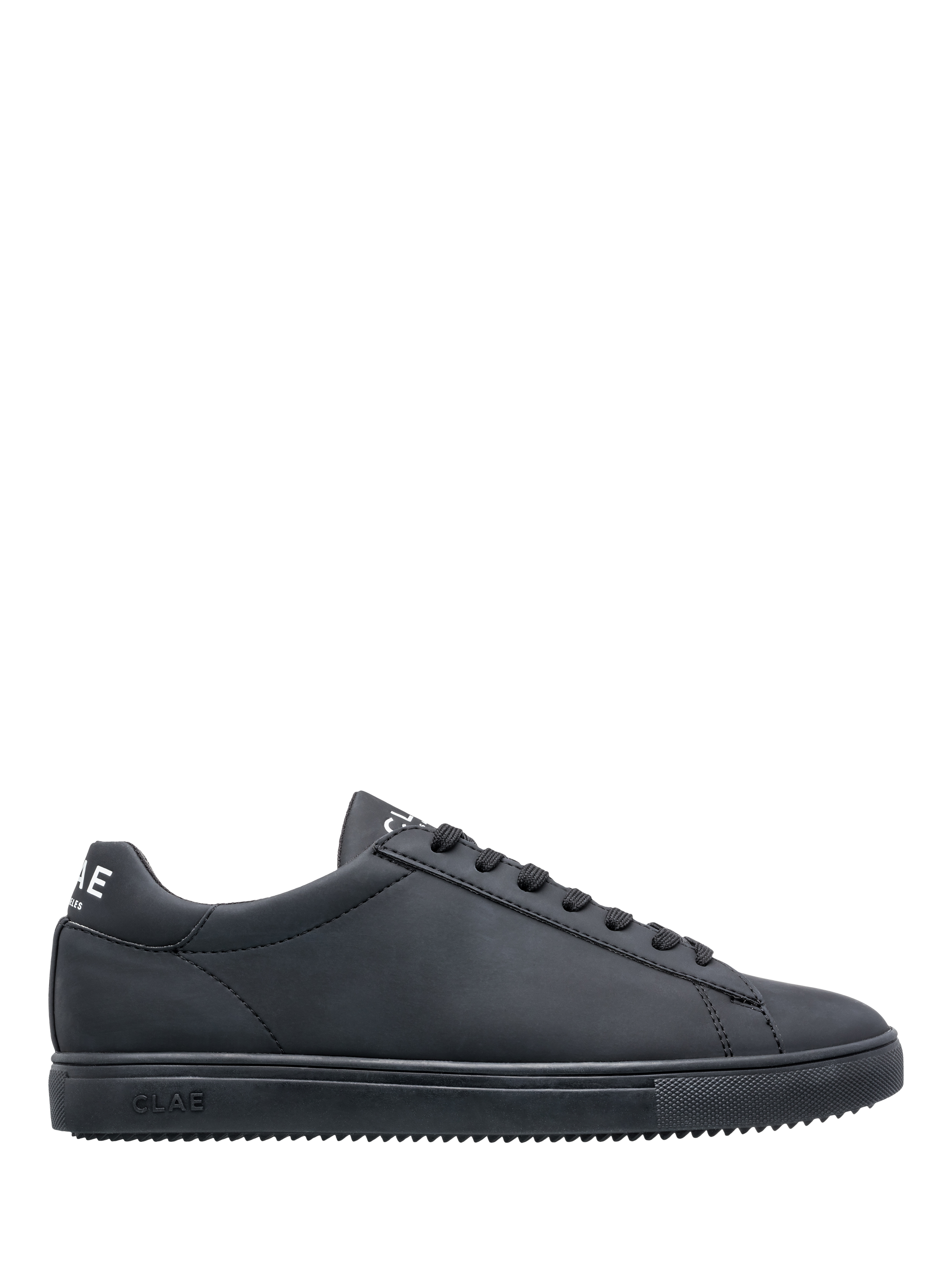 Product image 1 of 5, which shows CLAE Bradley Lace Up Leather Trainers, Triple Black, 3