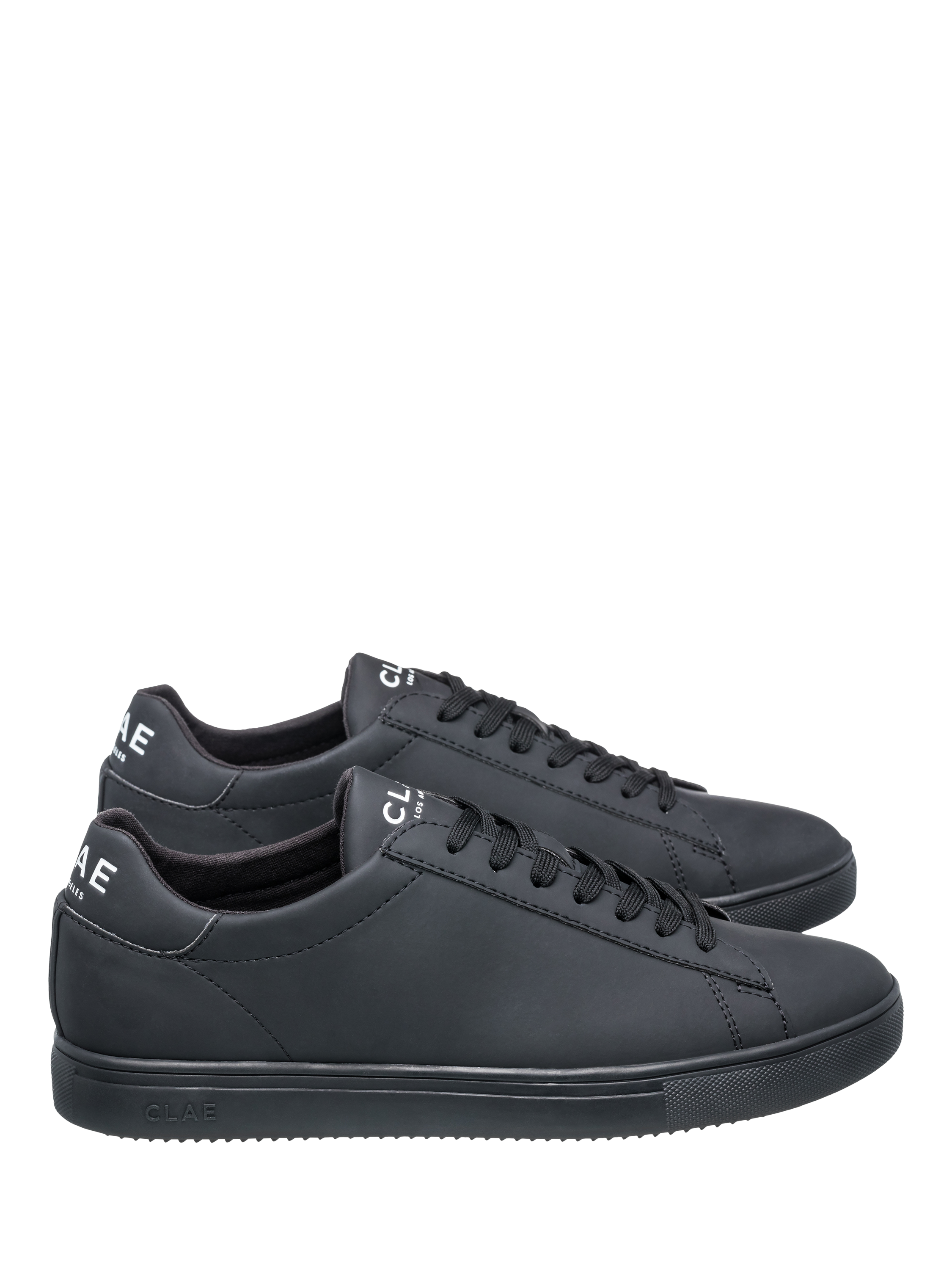 Product image 2 of 5, which shows CLAE Bradley Lace Up Leather Trainers, Triple Black, 3