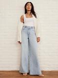 Mint Velvet Diamante Wide Leg Jeans, Blue