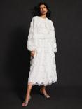 Mint Velvet Floral Applique Midi Skirt, White Ivory