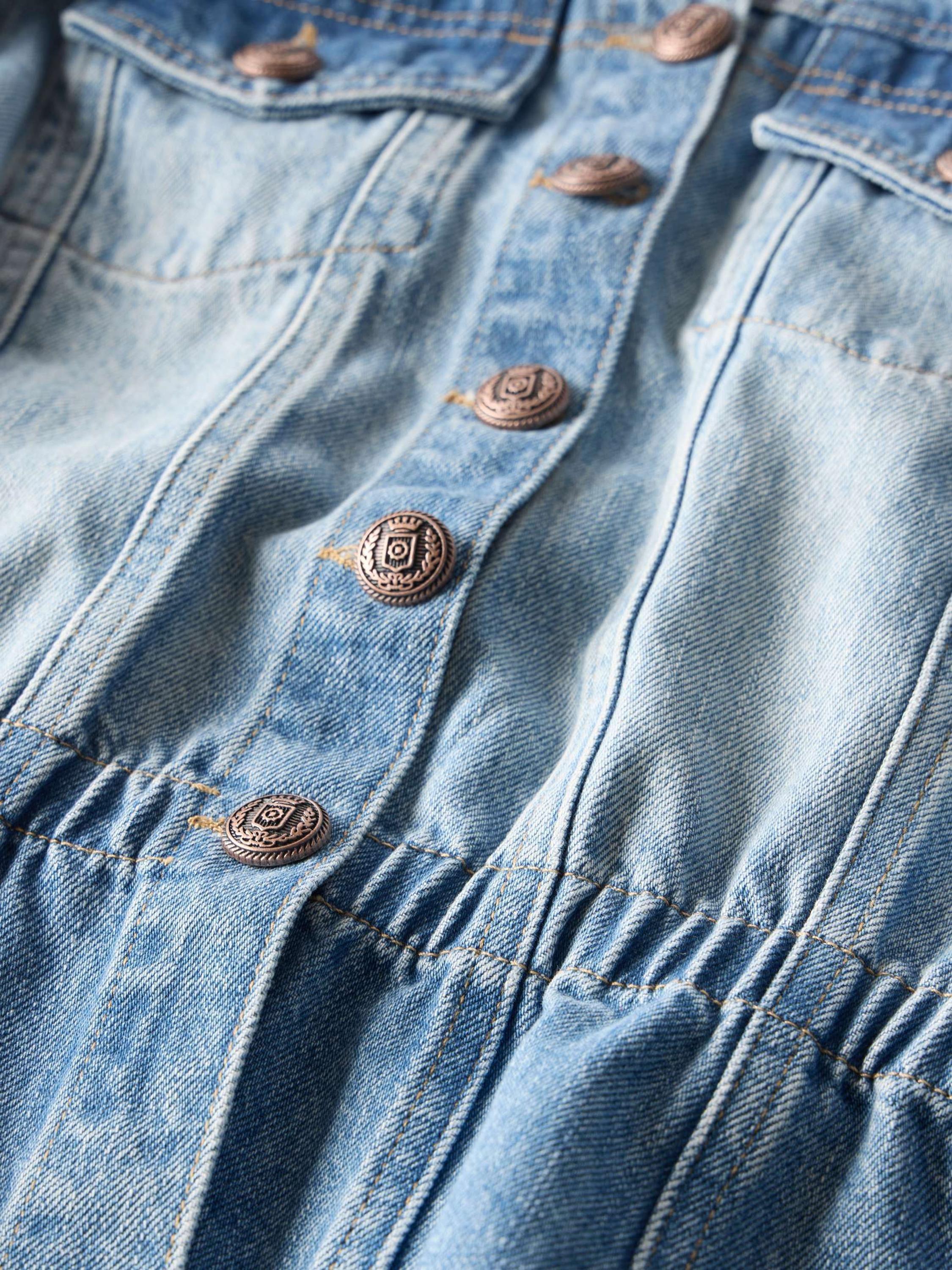 Product image 9 of 9, which shows Mint Velvet Puff Sleeve Denim Jacket, Indigo, S