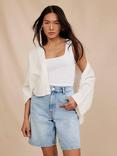 Mint Velvet Long Denim Shorts, Mid Blue