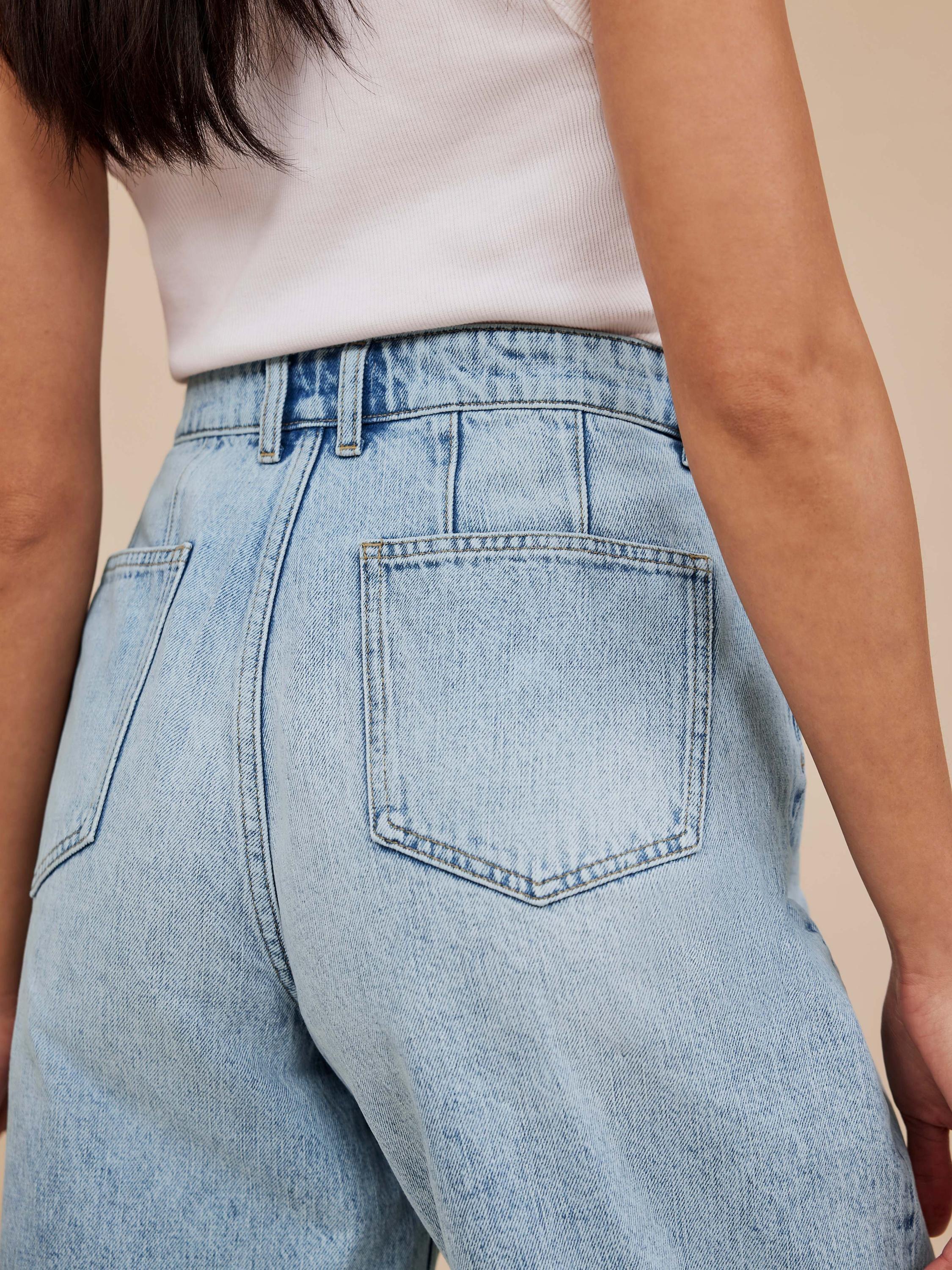 Product image 4 of 7, which shows Mint Velvet Long Denim Shorts, Mid Blue, 10