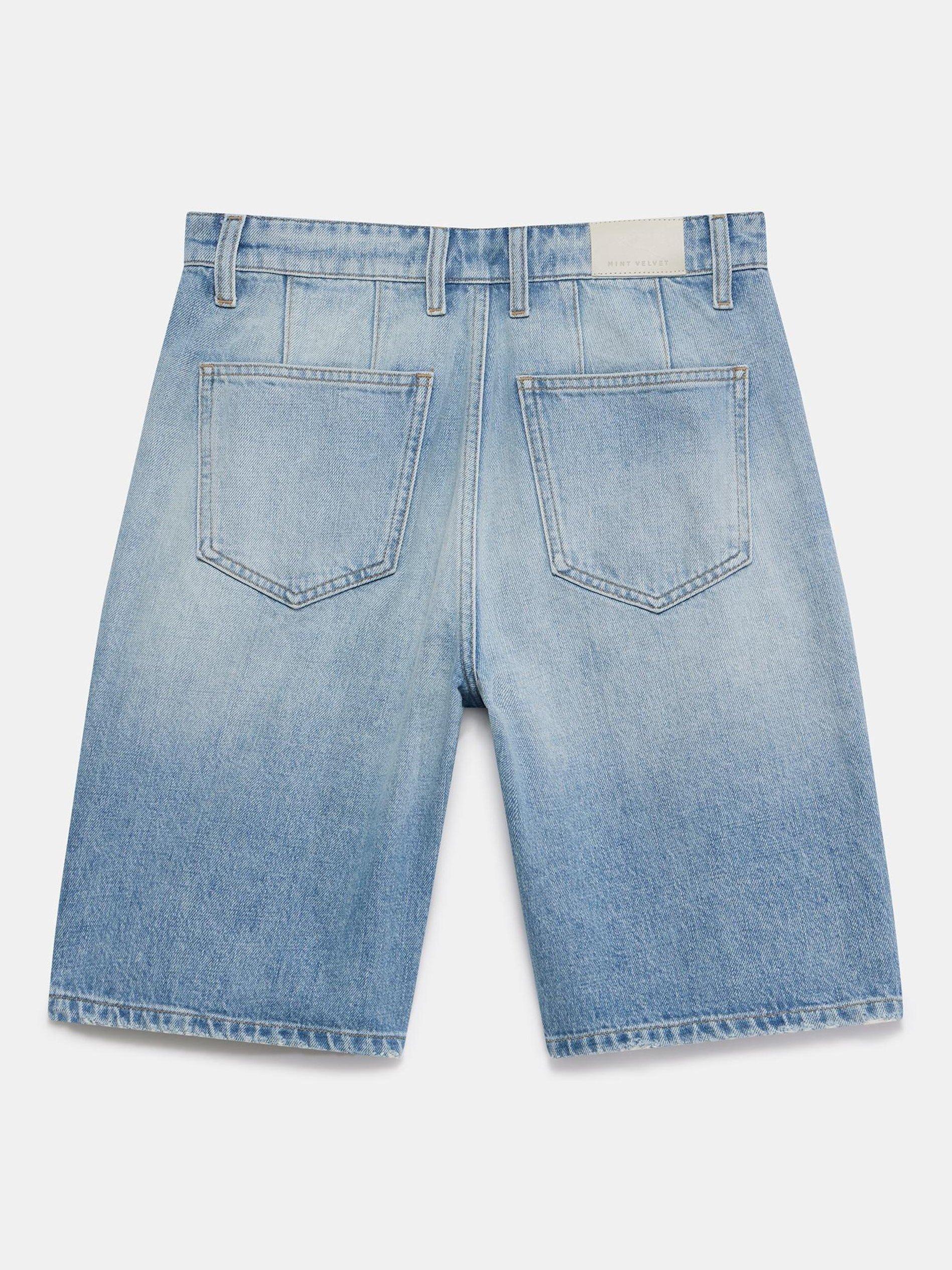 Product image 7 of 7, which shows Mint Velvet Long Denim Shorts, Mid Blue, 10