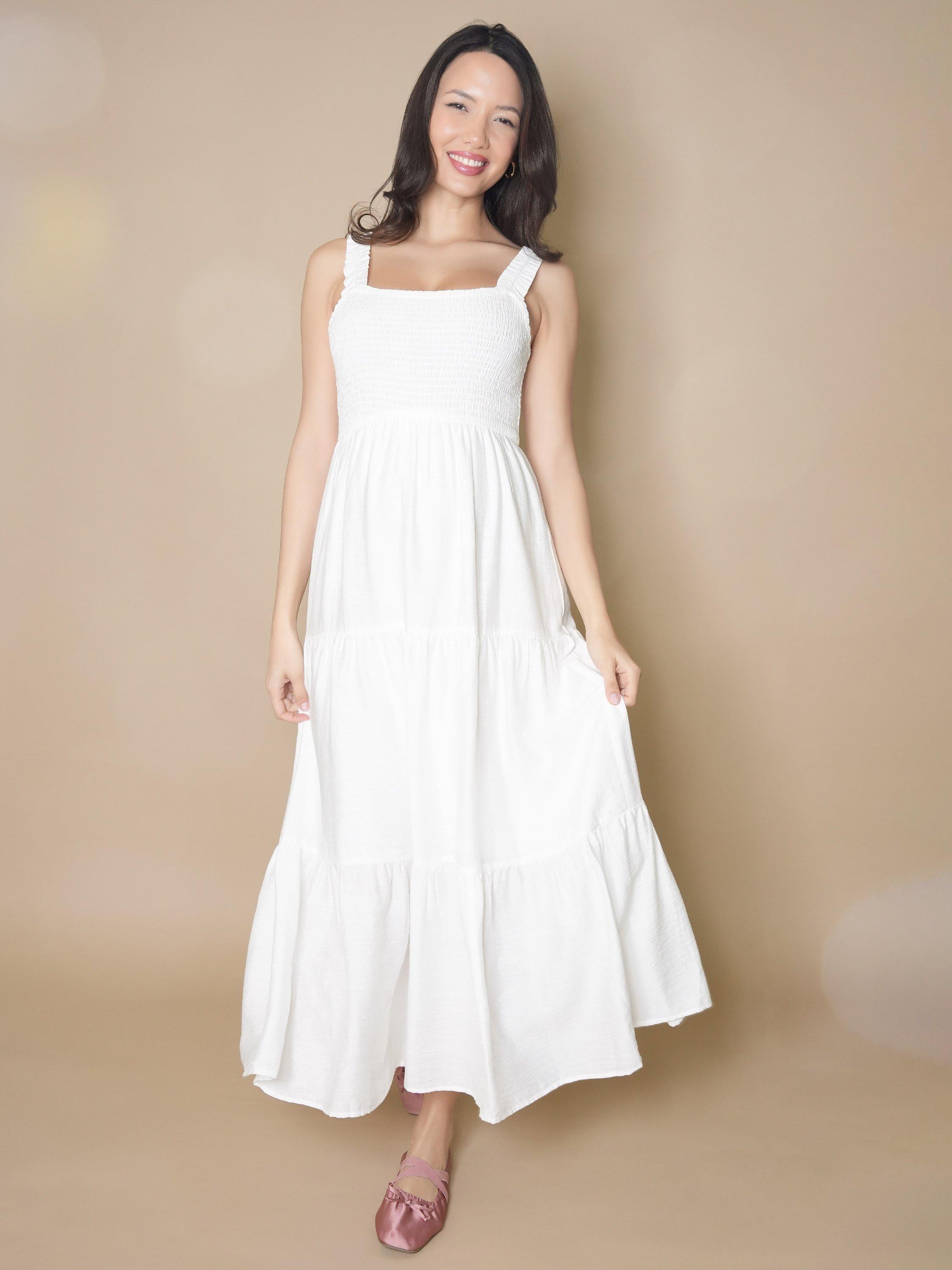 Product image 2 of 8, which shows Tiffany Rose Ayla Tiered Sleeveless Maxi Dress, Soft White, 8-10