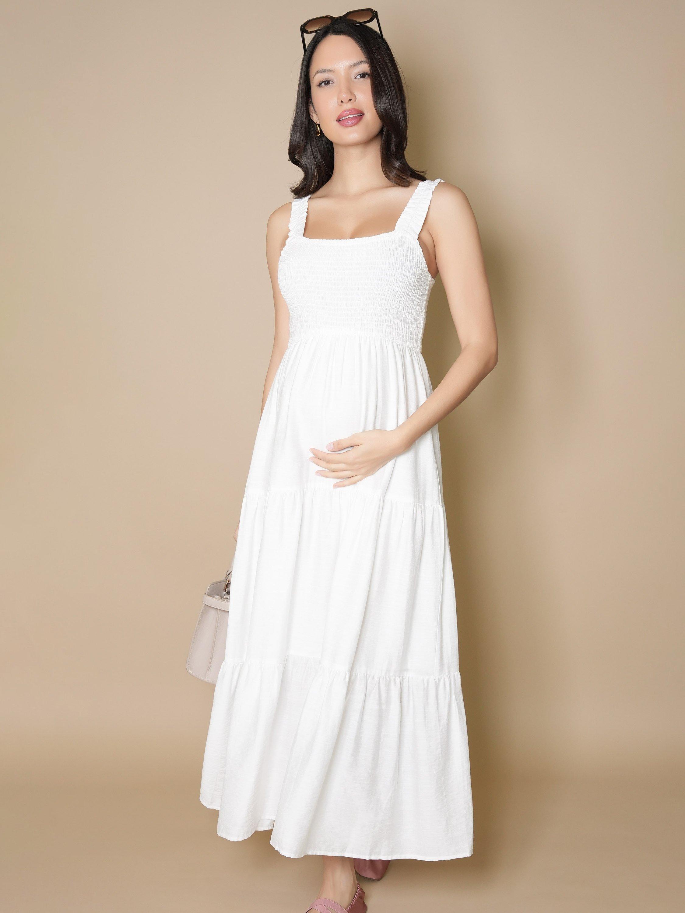 Product image 3 of 8, which shows Tiffany Rose Ayla Tiered Sleeveless Maxi Dress, Soft White, 8-10
