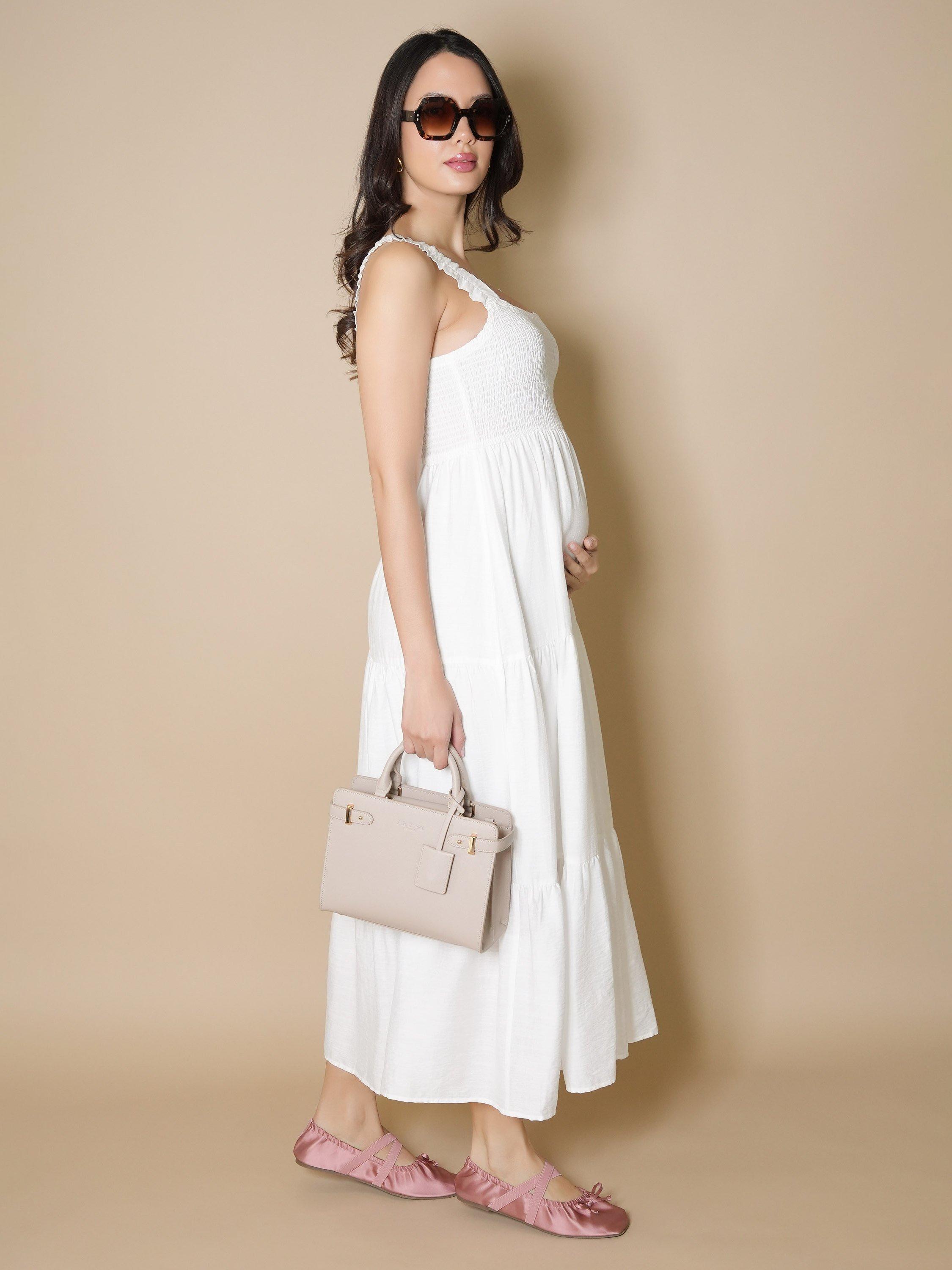 Product image 4 of 8, which shows Tiffany Rose Ayla Tiered Sleeveless Maxi Dress, Soft White, 8-10