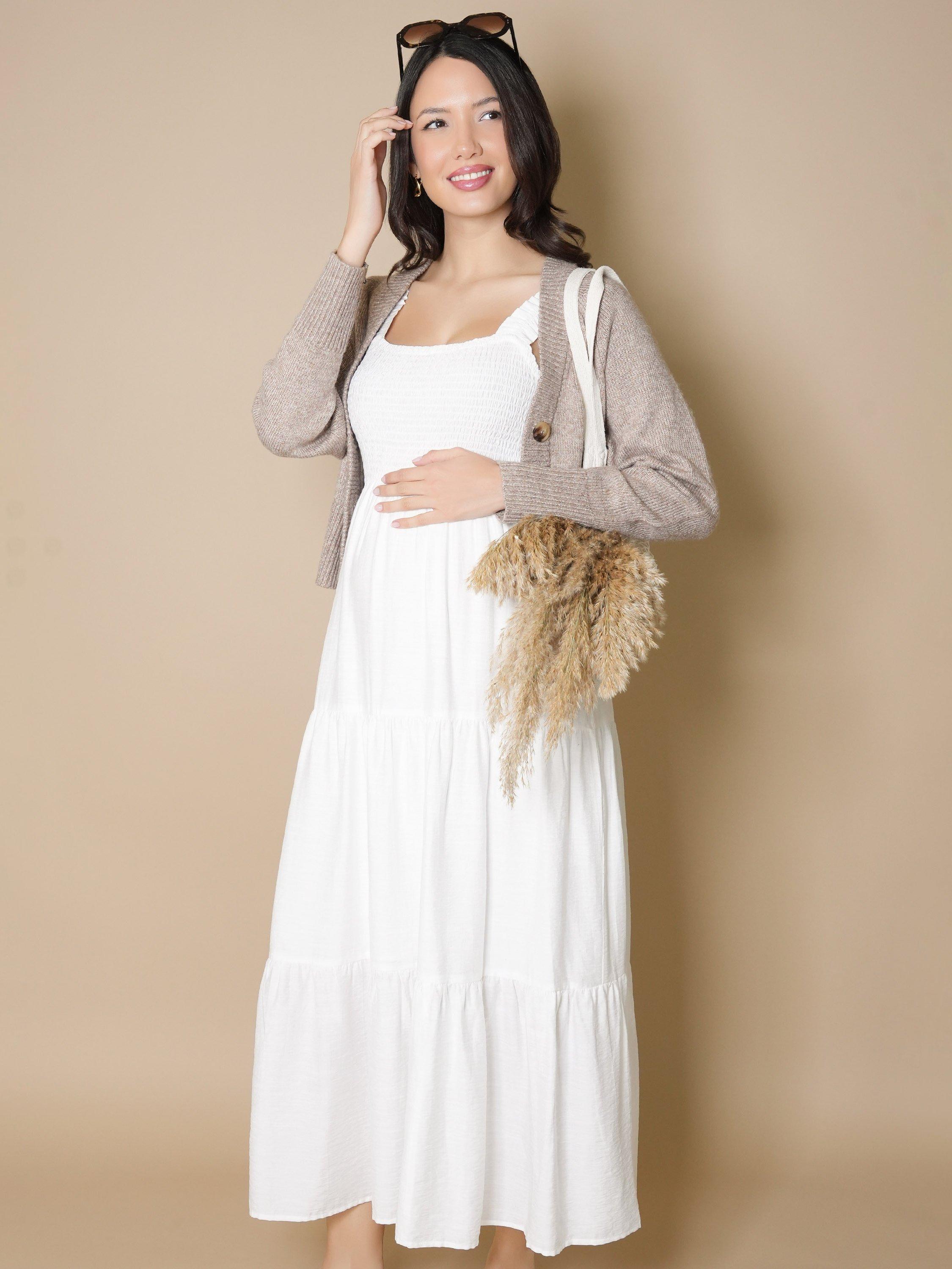 Product image 5 of 8, which shows Tiffany Rose Ayla Tiered Sleeveless Maxi Dress, Soft White, 8-10