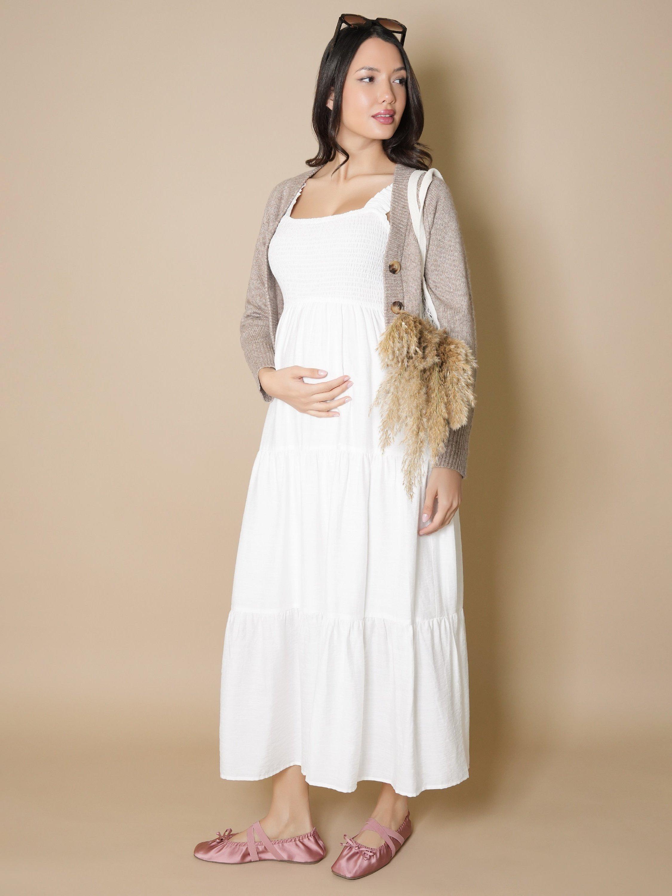 Product image 6 of 8, which shows Tiffany Rose Ayla Tiered Sleeveless Maxi Dress, Soft White, 8-10